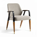 Chaise moderne en tissu beige avec accoudoirs en métal et pieds en bois naturel 70 x 70 x 80cm