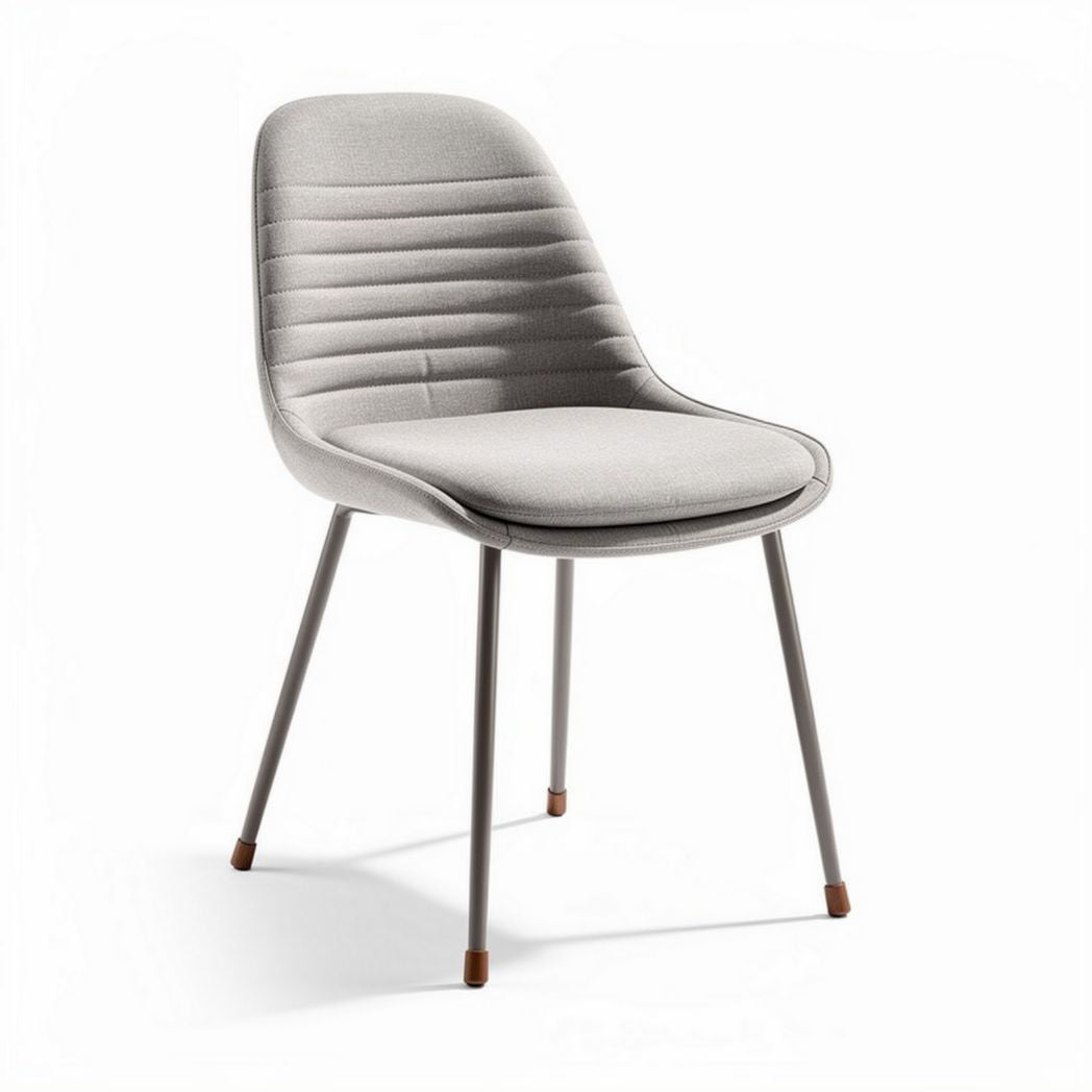 Chaise en tissu gris avec pieds en métal 45 x 55 x 85cm pour salle à manger