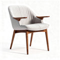Chaise en bois avec accoudoirs en tissu gris clair dimensions 80 x 70 x 85cm