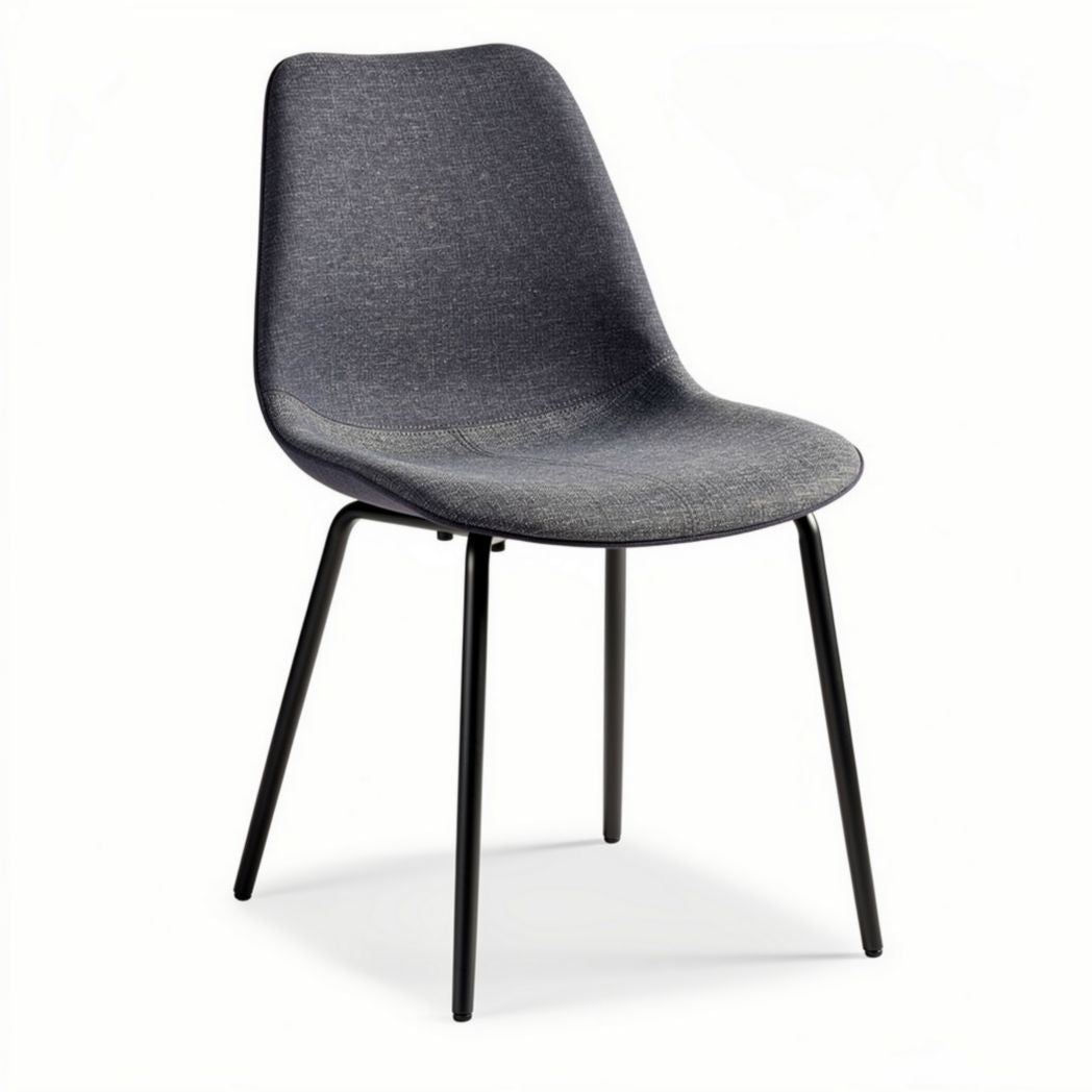 Chaise en tissu gris avec pieds métalliques noires dimensions 45 x 50 x 85cm