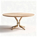 Table ronde en bois avec piètement en métal doré 150 x 150 x 75cm