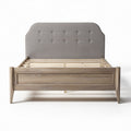 Lit en bois avec tête de lit en tissu gris 200 x 160 x 100 cm