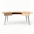 Bureau en bois clair avec tiroirs et pieds en métal 150 x 70 x 75cm