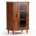 Meuble de rangement vintage en bois de noyer dimensions 80 x 40 x 120cm avec portes en verre transparent