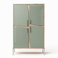 Armoire en bois avec portes vertes et motifs géométriques 80 x 40 x 130cm