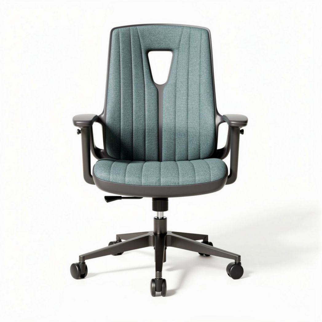 Chaise de bureau en tissu gris bleu avec accoudoirs réglables 45 x 60 x 100cm
